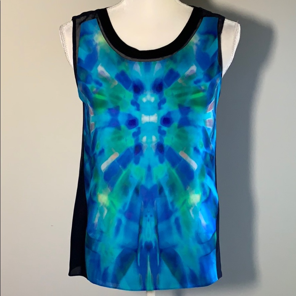 Elie Tahari Tie Dye Silk Sleeveless Blouse